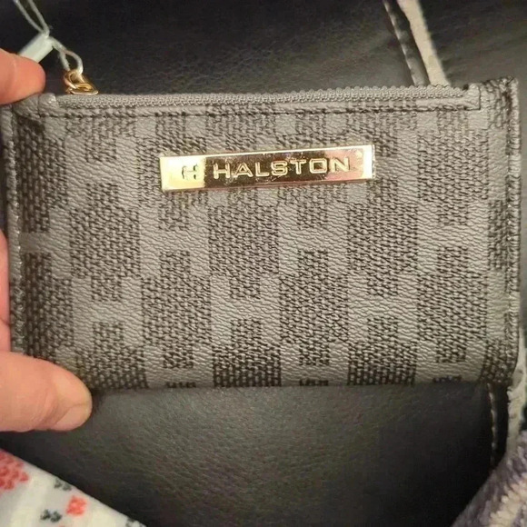 H by Halston Faux Leather Black and Gray Wallet - - Picture 2 of 7